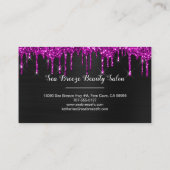 Girly Black Neon Plum Glitter Drift Chic Monogram Visitekaartje (Achterkant)