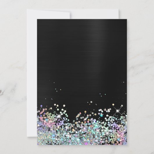Girly Black Ombre Holo Glitter 21st Birthday Kaart (Achterkant)