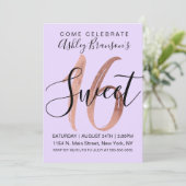 Girly Black Paars Roos Gold Foil Sweet 16 Kaart (Staand voorkant)