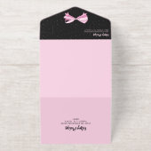 Girly Black Pink Gold Bow Sweet 16 All In One Uitnodiging (Buiten)