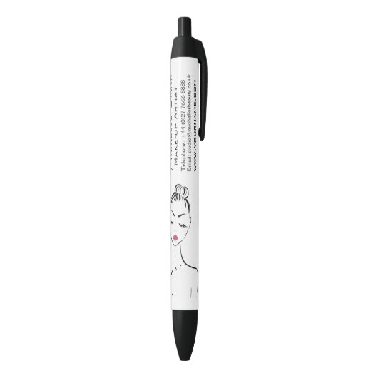 Girly Black Pink Lash & Beauty Salon Lijn Kunst  Zwarte Inkt Pen (Achterkant (Verticaal))