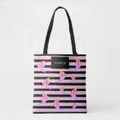 Girly Black Pink Striped Angel Fish Specialized Tote Bag (Voorkant)