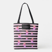 Girly Black Pink Striped Angel Fish Specialized Tote Bag (Achterkant)