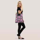Girly Black Pink Striped Angel Fish Specialized Tote Bag (Op model)