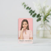 Girly Black Pink Typography Script QR-code Visitekaartje (Staand voorkant)