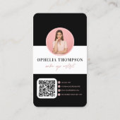 Girly Black Pink Typography Script QR-code Visitekaartje (Achterkant)