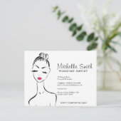 Girly Black Pink Wimper & Beauty Salon Lijn Kunst  Briefkaart (Staand voorkant)
