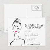 Girly Black Pink Wimper & Beauty Salon Lijn Kunst  Briefkaart (Voorkant / Achterkant)