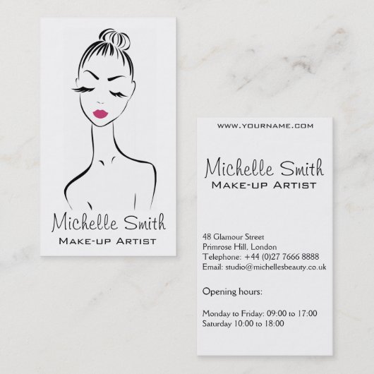 Girly Black Pink Wimper & Beauty Salon Lijn Kunst Visitekaartje (Voorkant / Achterkant)