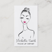 Girly Black Pink Wimper & Beauty Salon Lijn Kunst Visitekaartje (Voorkant)