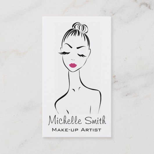 Girly Black Pink Wimper & Beauty Salon Lijn Kunst  Visitekaartje (Voorkant)