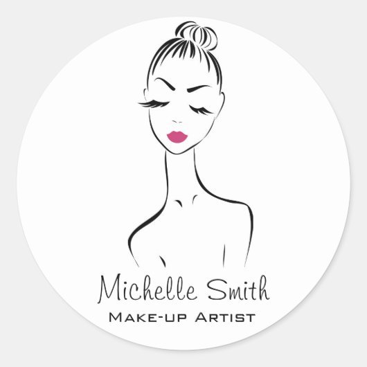 Girly Black Pink Wimper- en schoonheidssalon Lijnk Ronde Sticker (Voorkant)