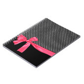 Girly Black Polka Dots & Neon Pink Bow Notitieboek (Linkerzijde)
