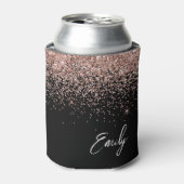 Girly Black Roos Gold Blush Pink Glitter Monogram Blikjeskoeler (Blikje Voorkant)