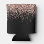 Girly Black Roos Gold Blush Pink Glitter Monogram Blikjeskoeler (Achterkant)