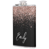 Girly Black Roos Gold Blush Pink Glitter Monogram Heupfles (Links)