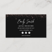 Girly Black Roos Gold Blush Pink Glitter Visitekaartje (Achterkant)