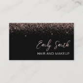 Girly Black Roos Gold Blush Pink Glitter Visitekaartje (Voorkant)