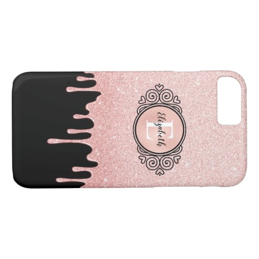 Girly Black Roos Gold Glitter Drieogrammen Case-Mate iPhone Case (Achterkant (Horizontaal))