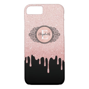 Girly Black Roos Gold Glitter Drieogrammen iPhone 8/7 Hoesje