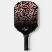 Girly Black Roos Gold Leopard Ombre Monogram Pickleball Paddle (Voorkant)