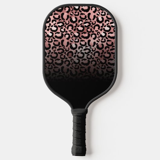 Girly Black Roos Gold Leopard Ombre Monogram Pickleball Paddle (Achterkant)