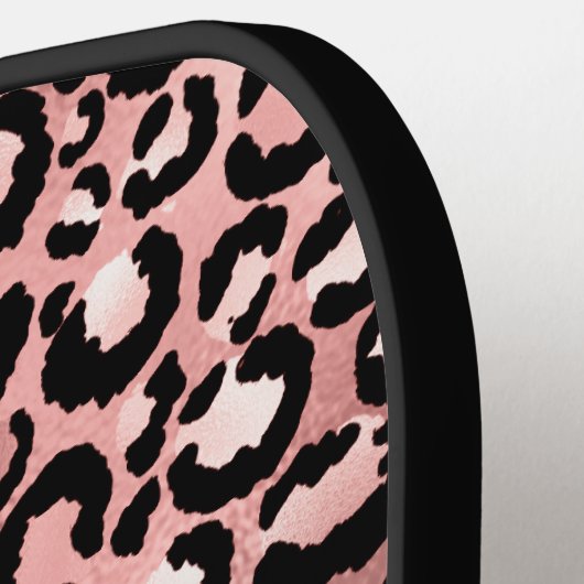 Girly Black Roos Gold Leopard Ombre Monogram Pickleball Paddle (Links Detail)