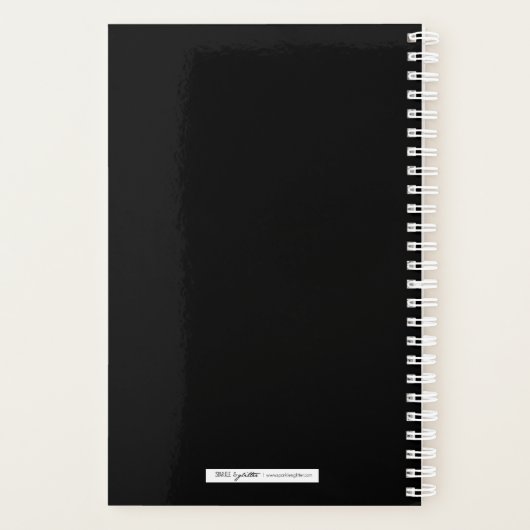 Girly Black & Roos Gold Marble Abstract monogram Planner (Achterkant)