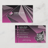 Girly Black roze QR-codecgradiënt Moderne Chic 3D Visitekaartje (Voorkant / Achterkant)
