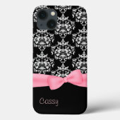 Girly Black & White Damask Case-Mate iPhone Case (Achterkant)