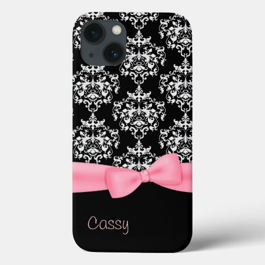 Girly Black & White Damask Case-Mate iPhone Case (Achterkant)