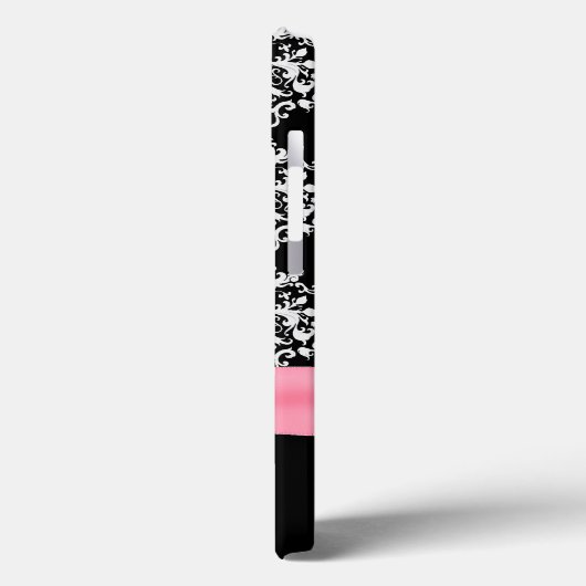 Girly Black & White Damask Case-Mate iPhone Case (Achterkant / Links)