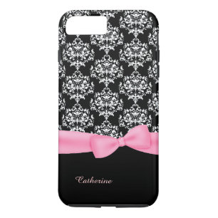 Girly Black & White Damask iPhone 7 Plus hoesje