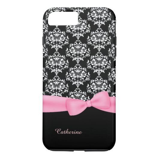 Girly Black & White Damask iPhone 7 Plus hoesje (Achterkant)