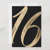 Girly Black White Faux Gold Foil Sweet 16 Kaart (Achterkant)