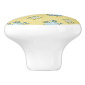 Girly Blauw en Geel Bloemen Keramische Knop (Zijkant)