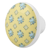 Girly Blauw en Geel Bloemen Keramische Knop (Rechts)