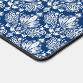 Girly blauw en wit damast patroon monogram bureaumat (Hoek)