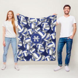 Girly blauw grijs volleybal team kleuren fleece deken