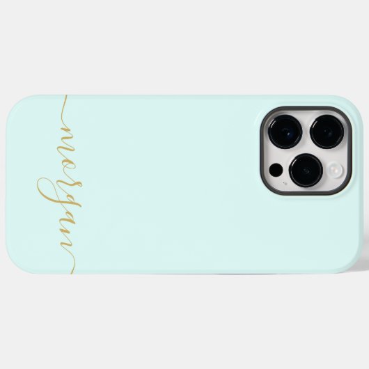 Girly Blauw Monogram Modern Script Gepersonaliseer Case-Mate iPhone Case (Achterkant (horizontaal))