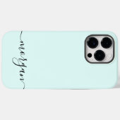 Girly Blauw Monogram Modern Script Gepersonaliseer Case-Mate iPhone Case (Achterkant (horizontaal))
