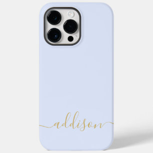 Girly Blauw Monogram Modern Script Gepersonaliseer Case-Mate iPhone 14 Pro Max Hoesje