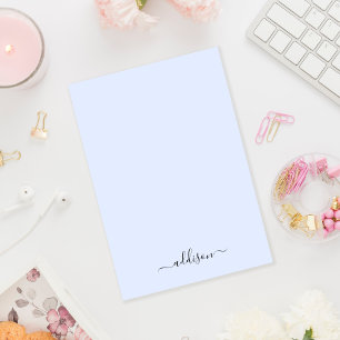 Girly Blauw Monogram Modern Script Gepersonaliseer Post-it® Notes