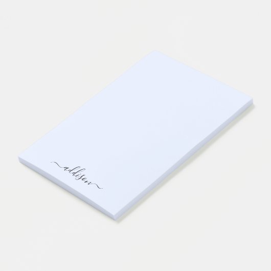 Girly Blauw Monogram Modern Script Gepersonaliseer Post-it® Notes (Schuin)