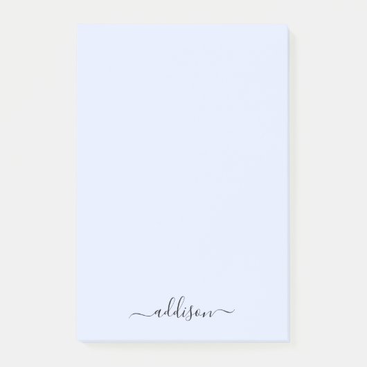 Girly Blauw Monogram Modern Script Gepersonaliseer Post-it® Notes (Voorkant)
