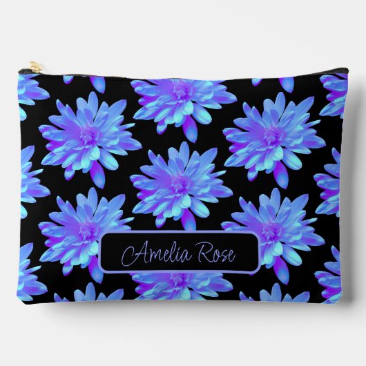  girly blauw paarse bloem etui (Voorkant)