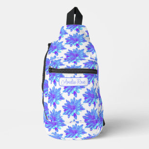  girly blauw paarse bloem sling bag
