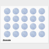 Girly Blauw Wit Abstract Glitter Fotoprint Ronde Sticker (Vel)