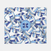 Girly blauw wit volleybal sportteam kleuren fleece deken (Voorkant (Horizontaal))