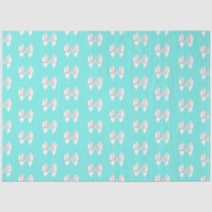 Girly Blauwgroen Aqua Blue Tiffany Theme White Bow Tissuepapier